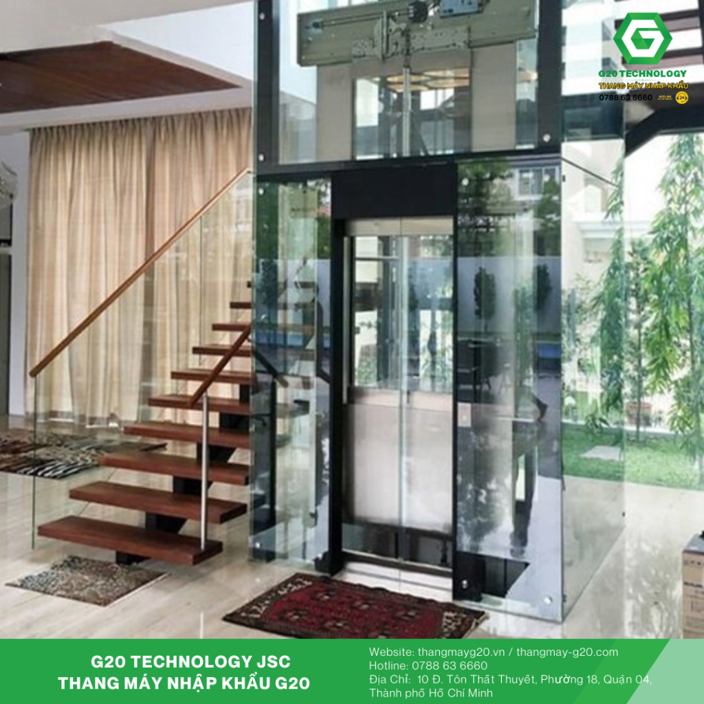 Thang máy vách kính được thiết kế với nhiều tùy chọn tải trọng khác nhau