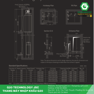 Bảng vẽ thông số kỹ thuật của thang Hyundai