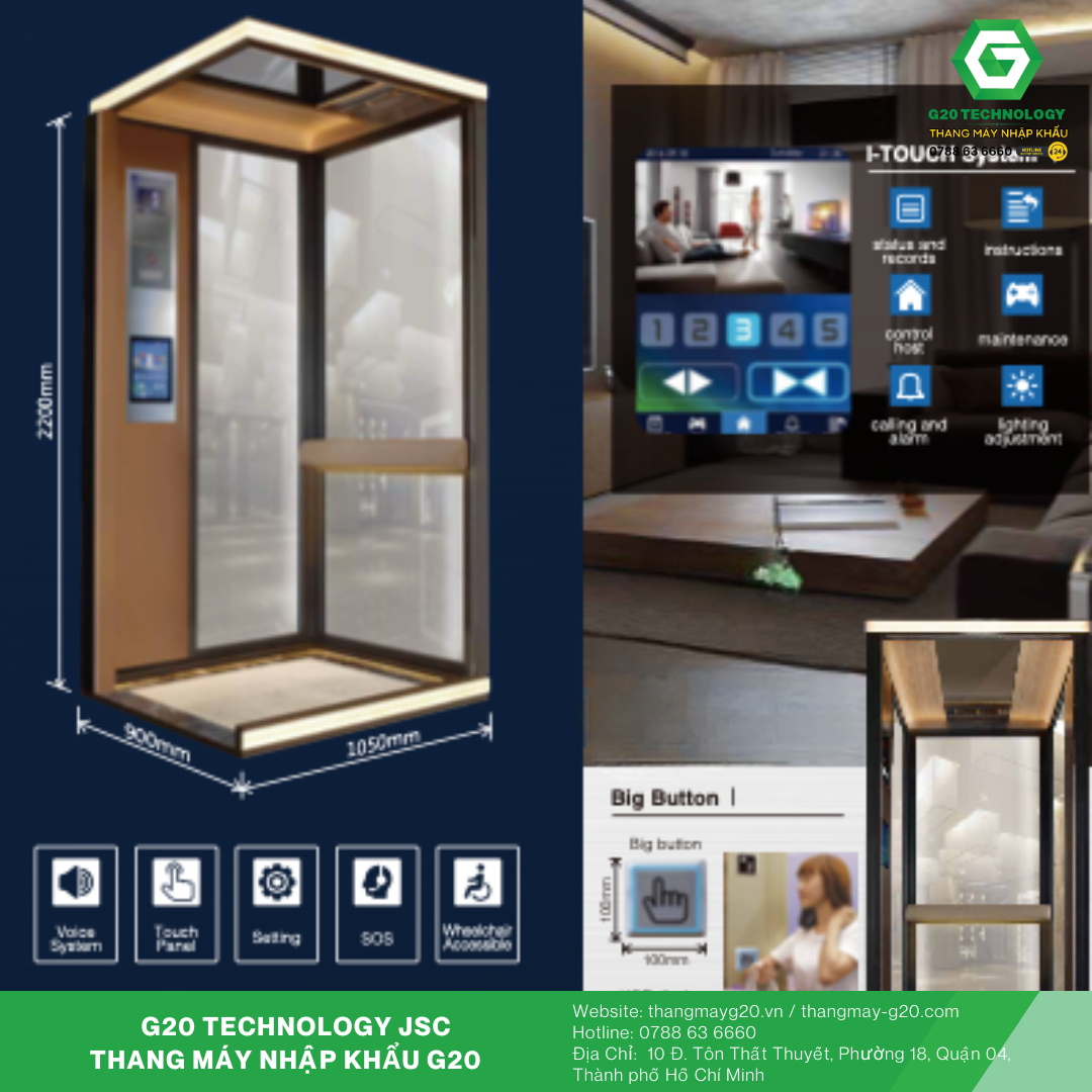 Thang máy gia đình JFI với các công nghệ an toàn tiên tiến