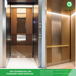 Thiết kế thang máy gia đình Hyundai INOX dát vàng