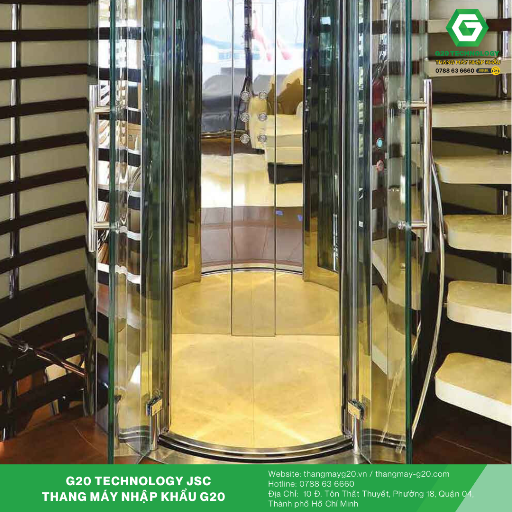 Thang máy kính tròn với công nghệ tiên tiến nhập khẩu đồng bộ từ Châu Âu