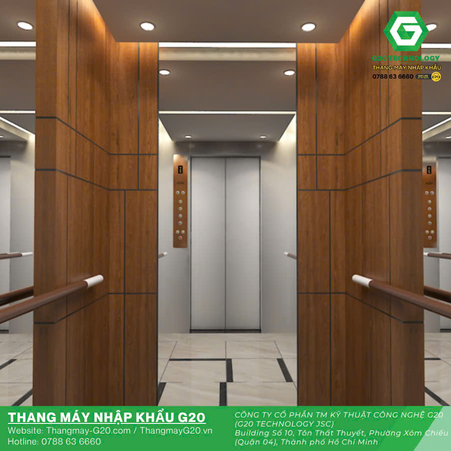 Thang máy cabin gỗ sang trọng