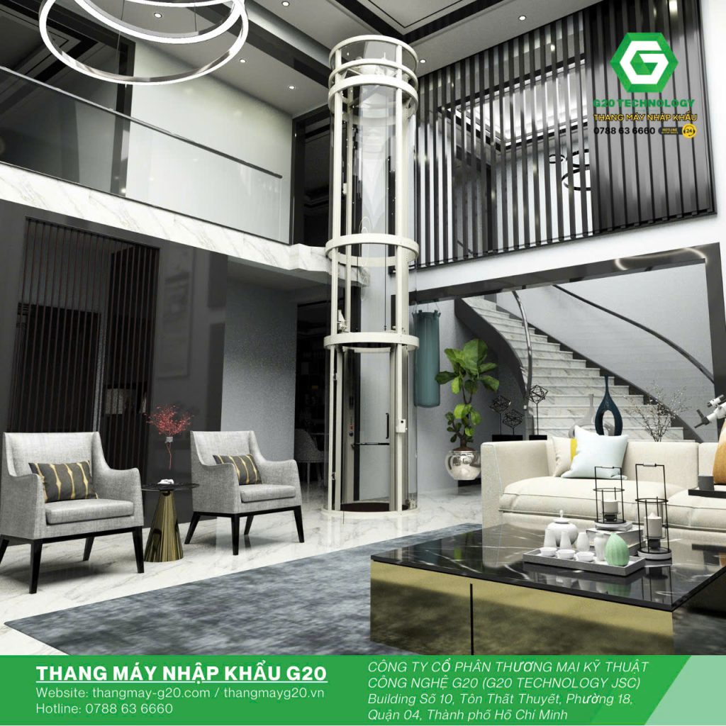 Thang máy tròn sang trọng cho biệt thự