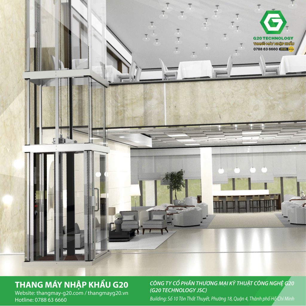 Thang máy kính là điểm nhấn của kiến trúc