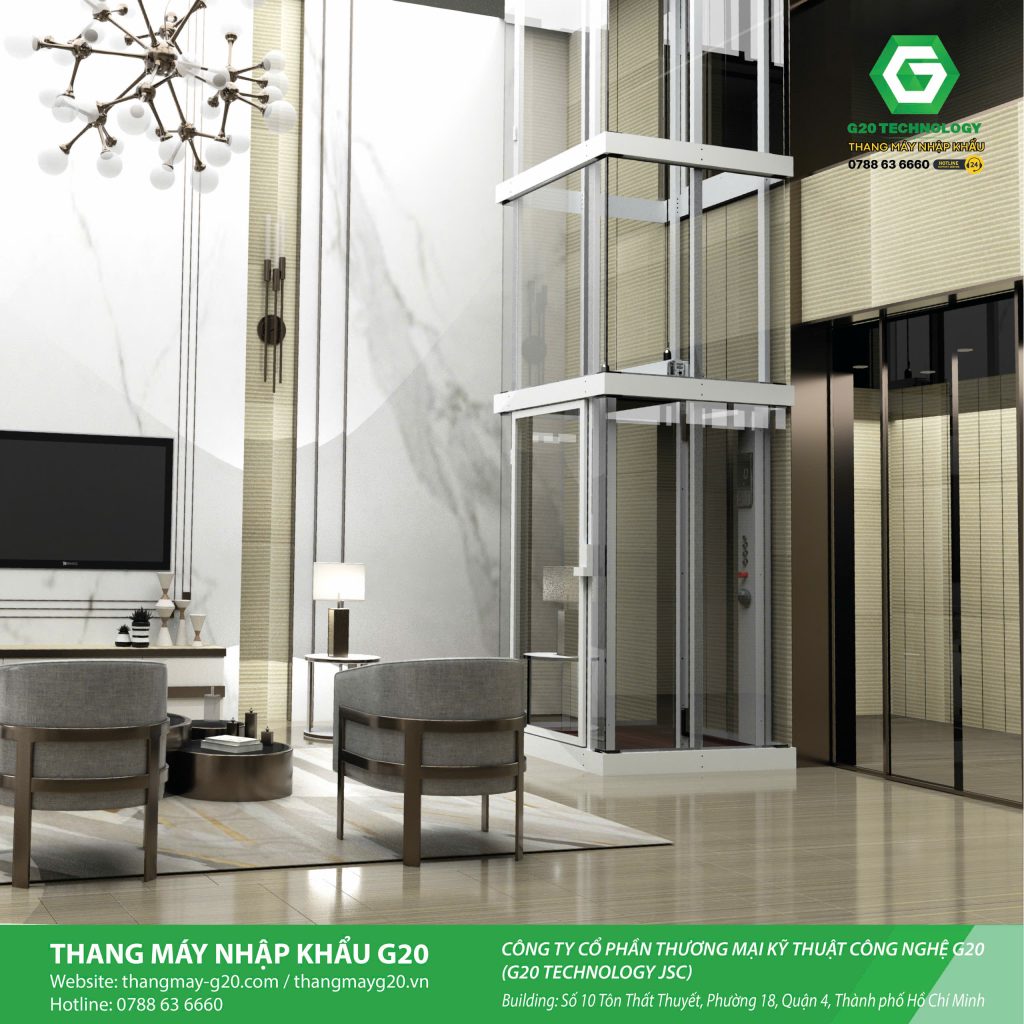 Thang máy kính thiết kế thời thượng 