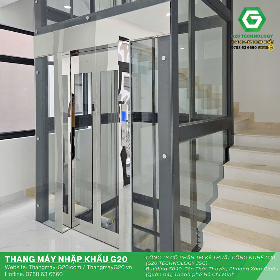 Cabin thang máy kính không đào hố pit