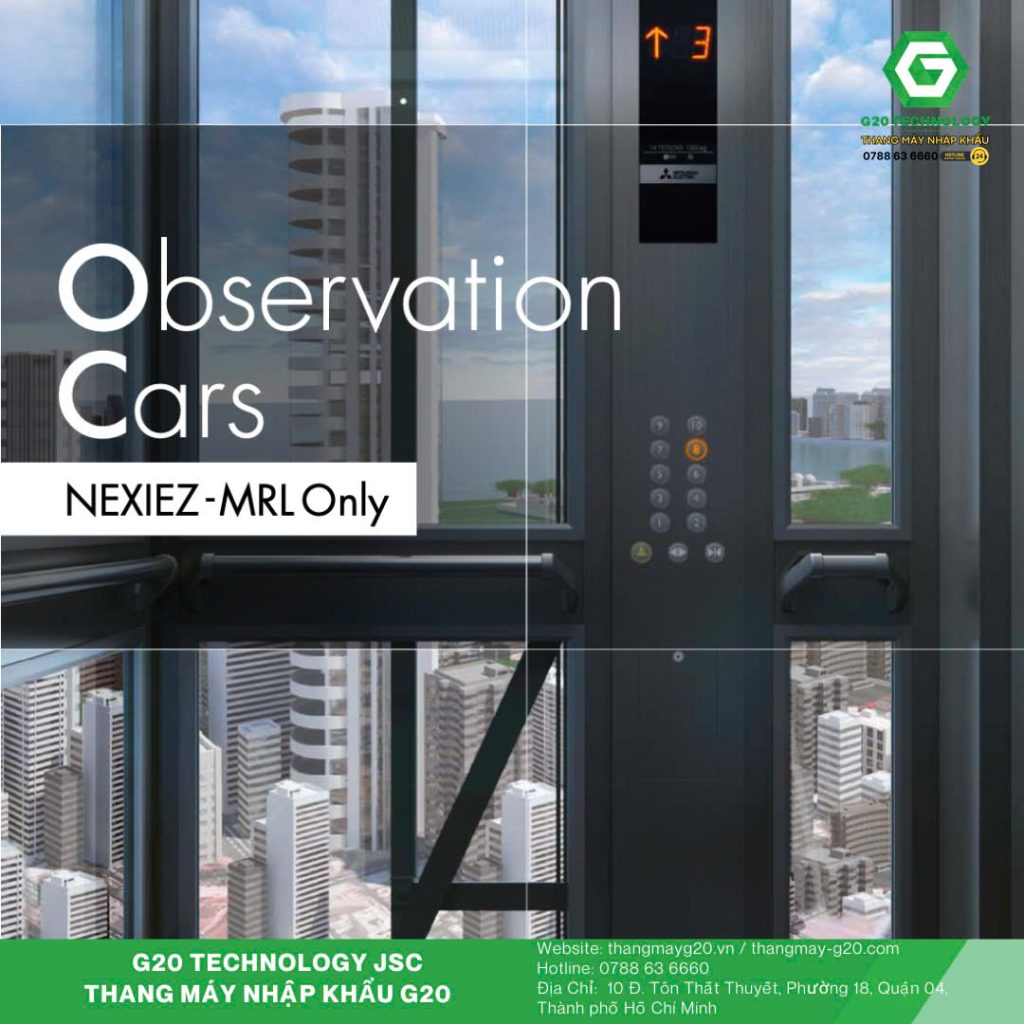 Kích thước thang máy quan sát Mitsubishi phù hợp với nhiều công trình